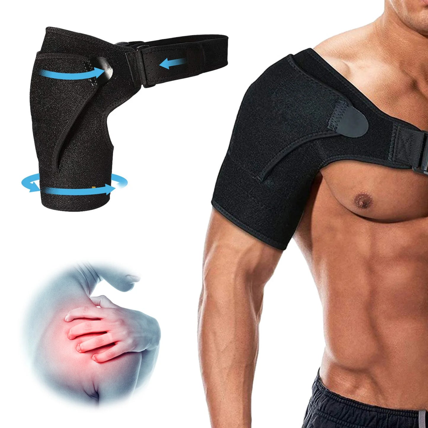 Adjustable Shoulder Brace with Ice Pack Pocket for Torn Rotator Cuff and Joint Pain Relief