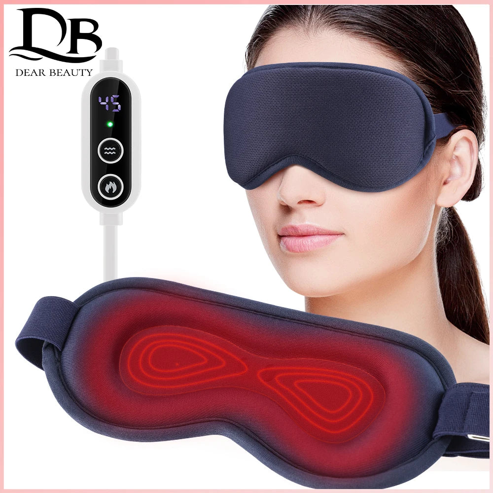 3-Level Heated Compress and 6-Level Vibration Electric Steam Eye Mask with 3D Massage, Constant Temperature, Smart Timing, and Sleep Shading Relief