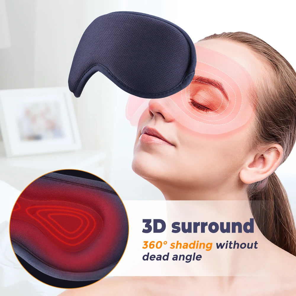 3-Level Heated Compress and 6-Level Vibration Electric Steam Eye Mask with 3D Massage, Constant Temperature, Smart Timing, and Sleep Shading Relief