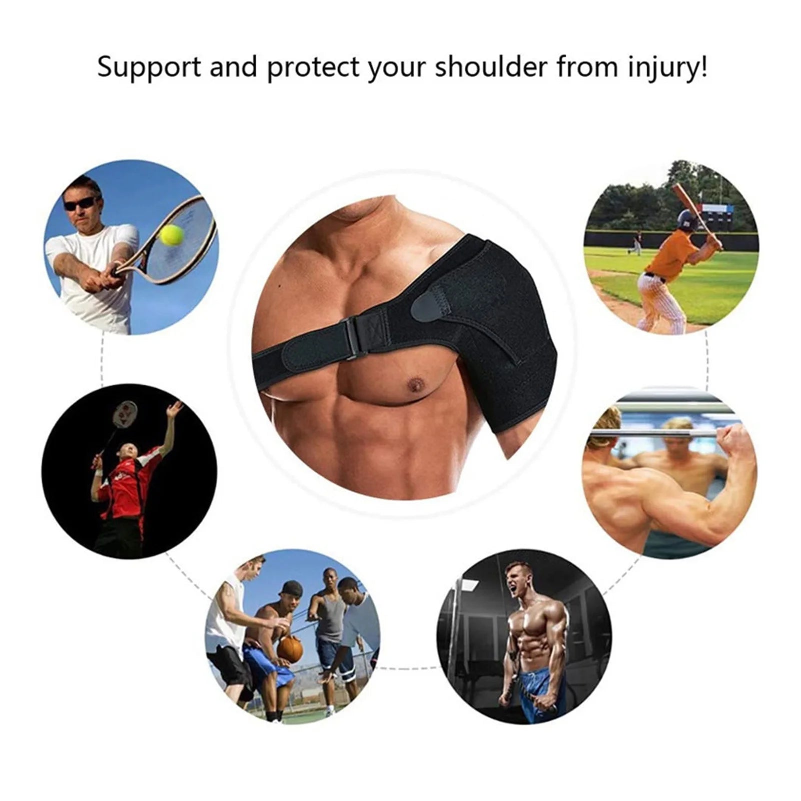 Adjustable Shoulder Brace with Ice Pack Pocket for Torn Rotator Cuff and Joint Pain Relief